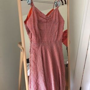 Summer Orange and Blue Gingham Dress